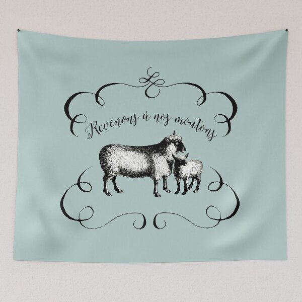Item preview, French Sheep Funny Expression Revenons a nos Moutons designed and sold by AntiqueImages.