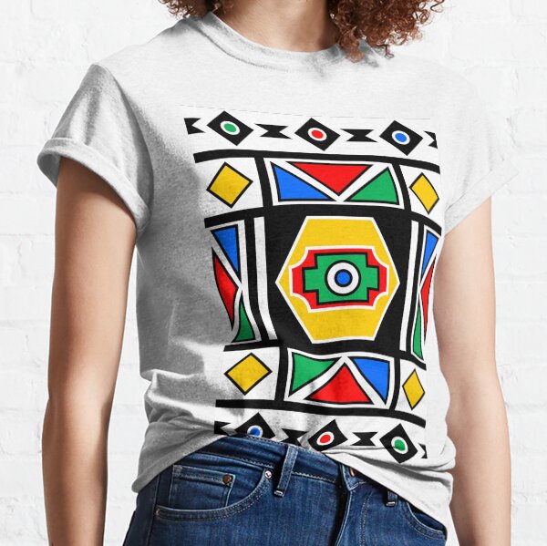 African Chic Geometry Traditional Art | Red Green Yellow Blue Print Classic T-Shirt