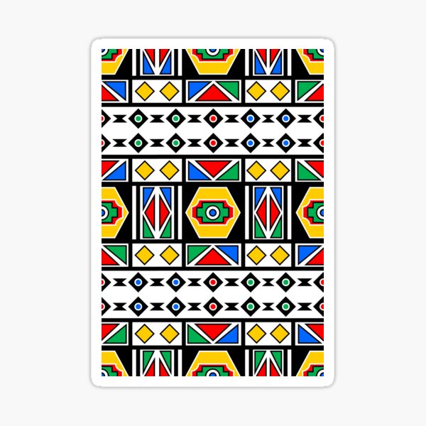 African Chic Geometry Traditional Art | Red Green Yellow Blue Pattern Sticker