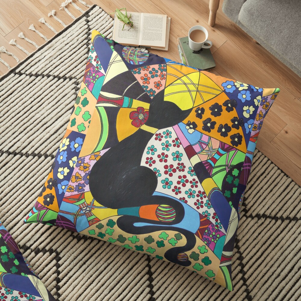 Lady-Kätz, Katze, cat, in Popart Bodenkissen