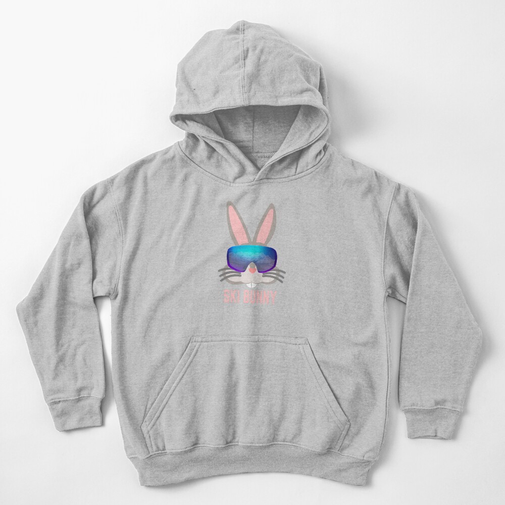 ski bunny, skiing bunny Kids Pullover Hoodie
