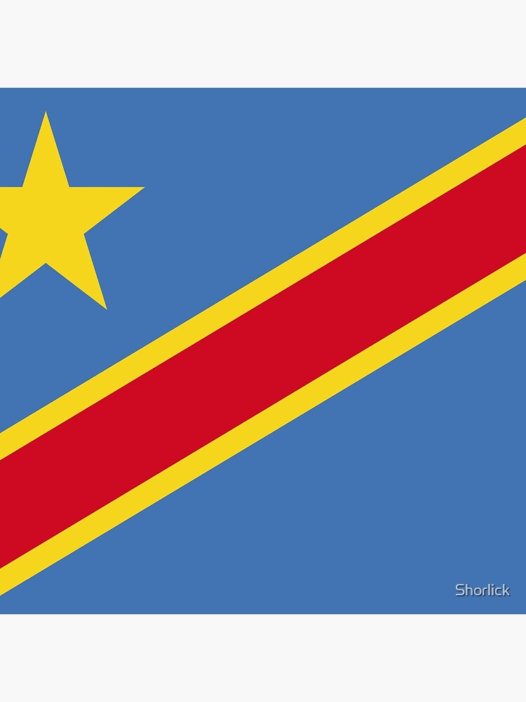 Aperçu 3 sur 3. Coussin avec l'œuvre Drapeau de la république démocratique du Congo créée et vendue par Shorlick.