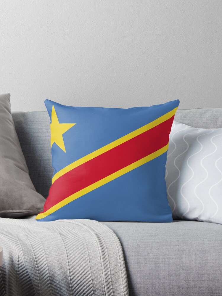 Aperçu 1 sur 3. Coussin avec l'œuvre Drapeau de la république démocratique du Congo créée et vendue par Shorlick.