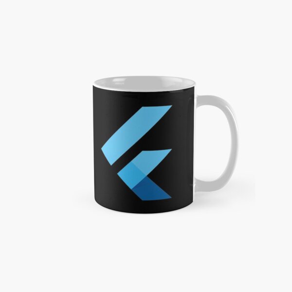 Minimalist Flutter Logo on Black Background Classic Mug