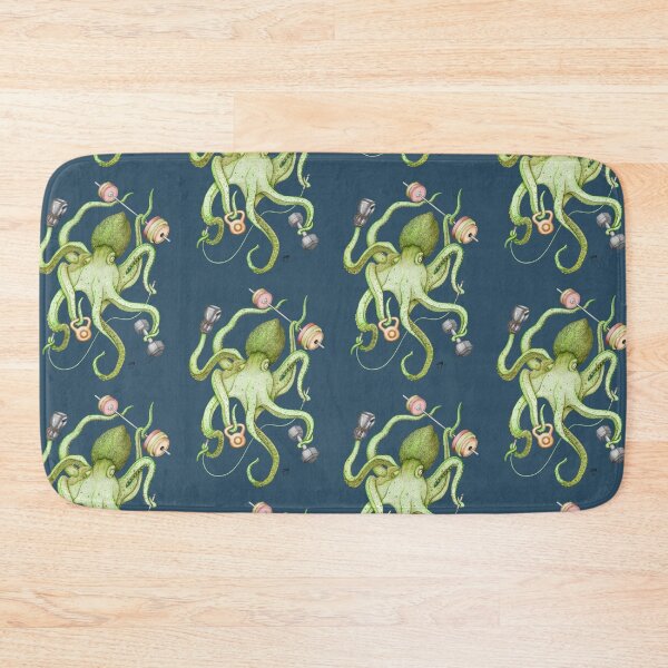 Item preview, Octomus - GREEN on blue designed and sold by ShorelineSally.