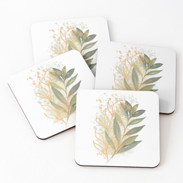 Item preview, watercolor green and gold branches designed and sold by raghda-s-m.