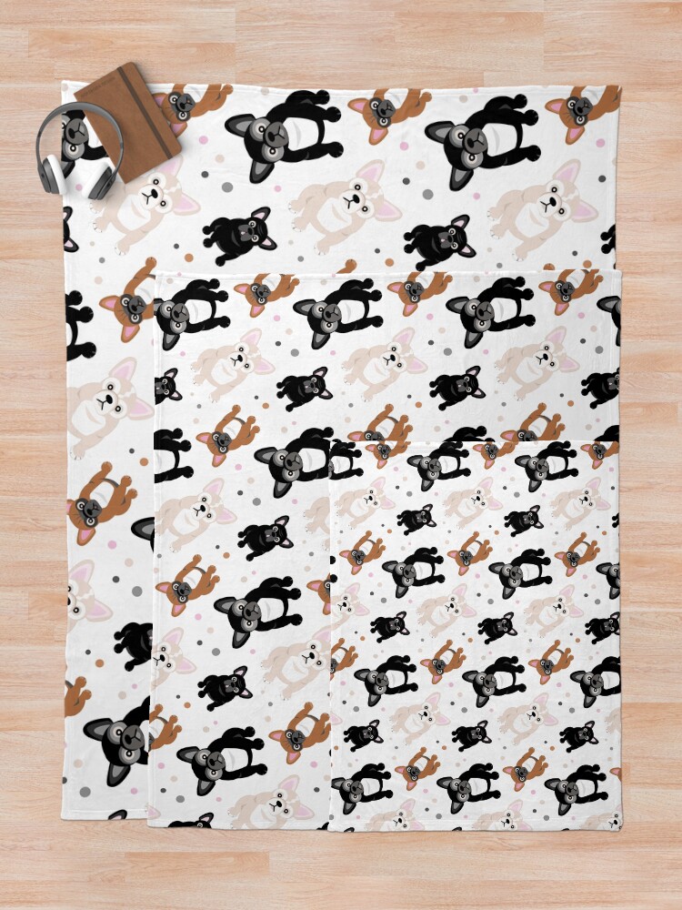 Alternate view of Cute Frenchies French Bulldog Pattern Throw Blanket