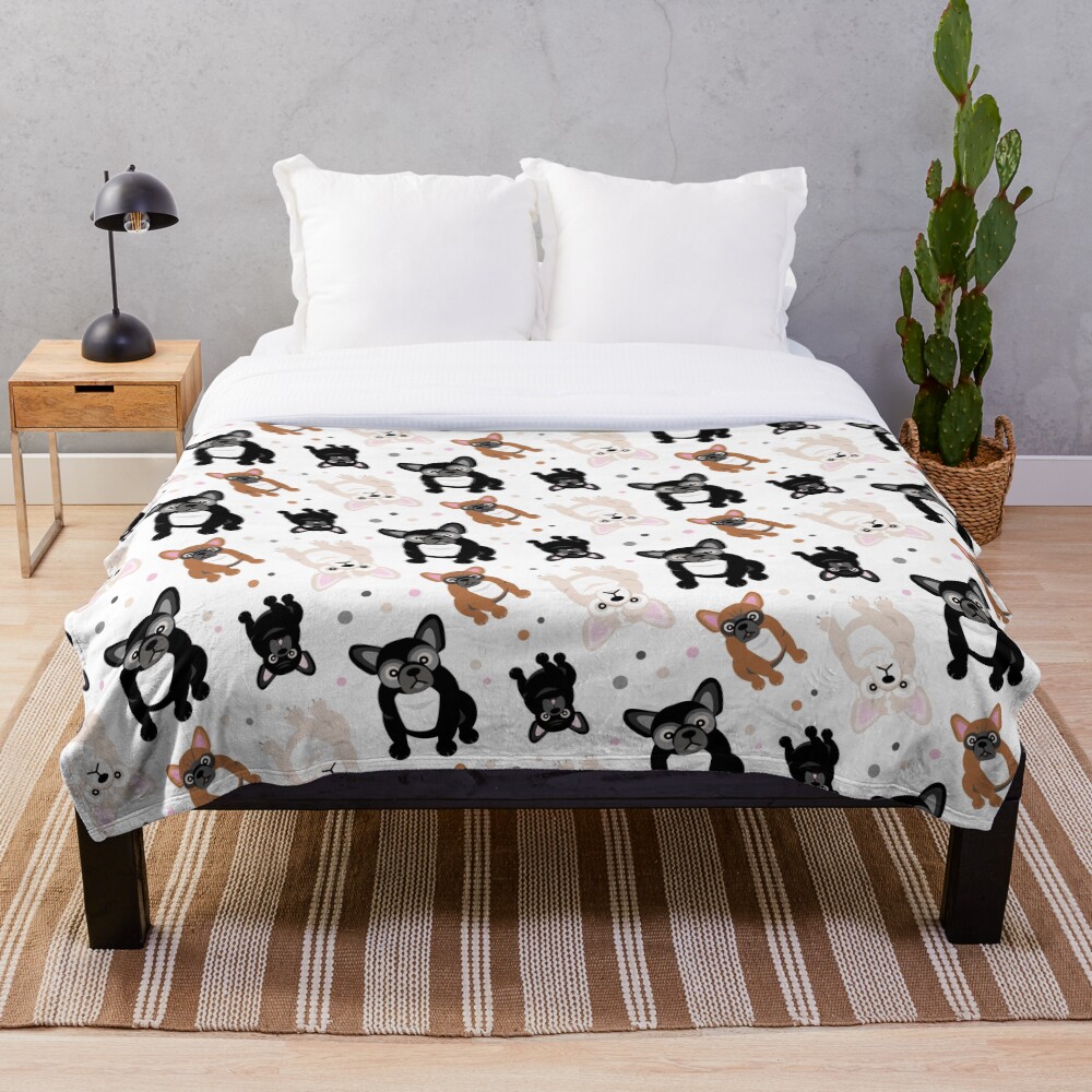 Cute Frenchies French Bulldog Pattern Throw Blanket
