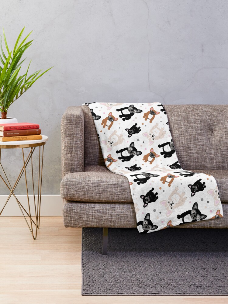 Alternate view of Cute Frenchies French Bulldog Pattern Throw Blanket