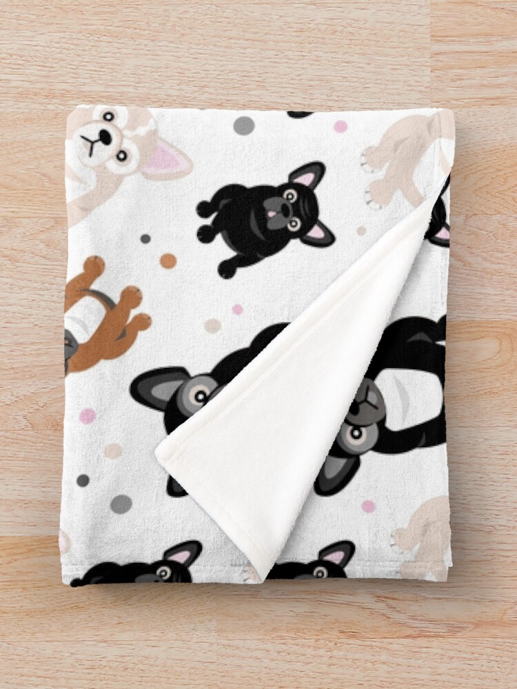 Alternate view of Cute Frenchies French Bulldog Pattern Throw Blanket