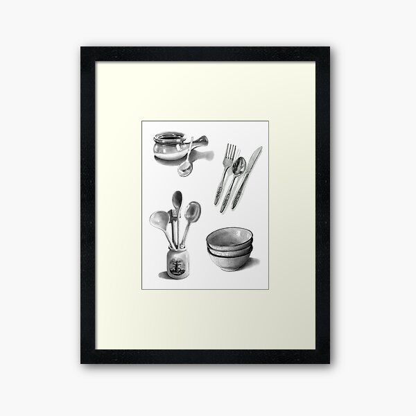 Draw Five Kitchen Utensils with Pencil Shading