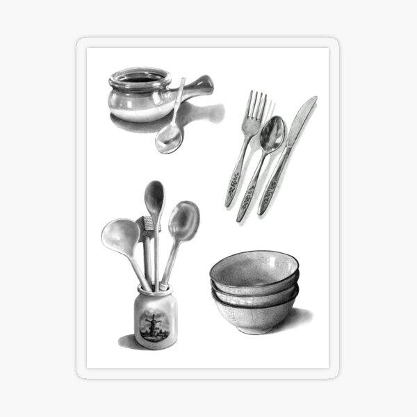 How to Draw A Still Life : Drawing Utensils & Dishes