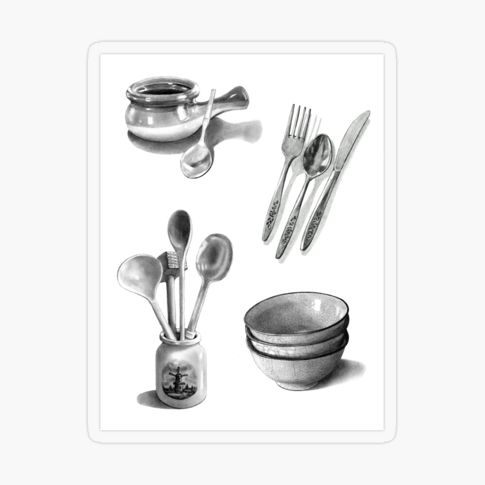 Kitchen Rug, Tableware Spoon Pattern Food Enthusiast Kitchen Mat