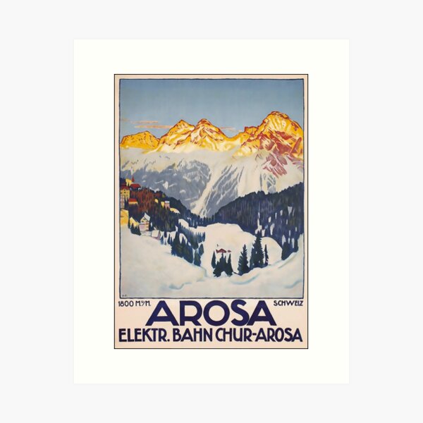 Item preview, Elektrische Bahn Chur-Arosa 1915 vintage travel poster designed and sold by stickart-marek.
