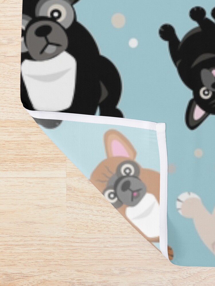 Alternate view of French Bulldogs Cute Frenchies Green Shower Curtain
