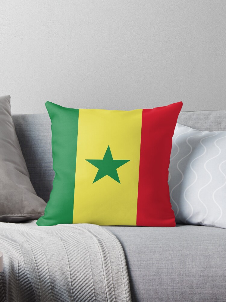Aperçu 1 sur 3. Coussin avec l'œuvre Drapeau du Sénégal créée et vendue par Shorlick.