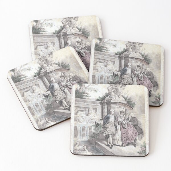 Item preview, Two Gentlemen Courting an Elegant Lady Vintage designed and sold by AntiqueImages.
