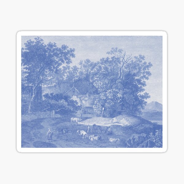 Item preview, Vintage Blue Toile Idyllic French Country Scene designed and sold by AntiqueImages.
