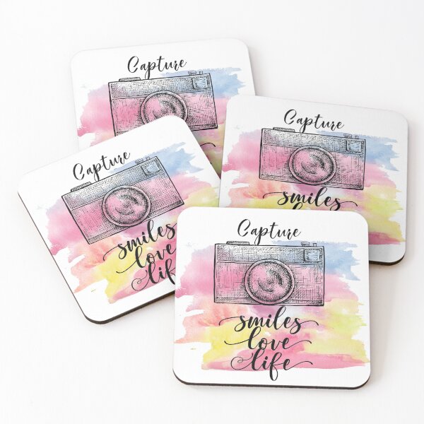 Item preview, Capture Smiles Love Life - Photography quote with a camera drawing designed and sold by DouglasB.
