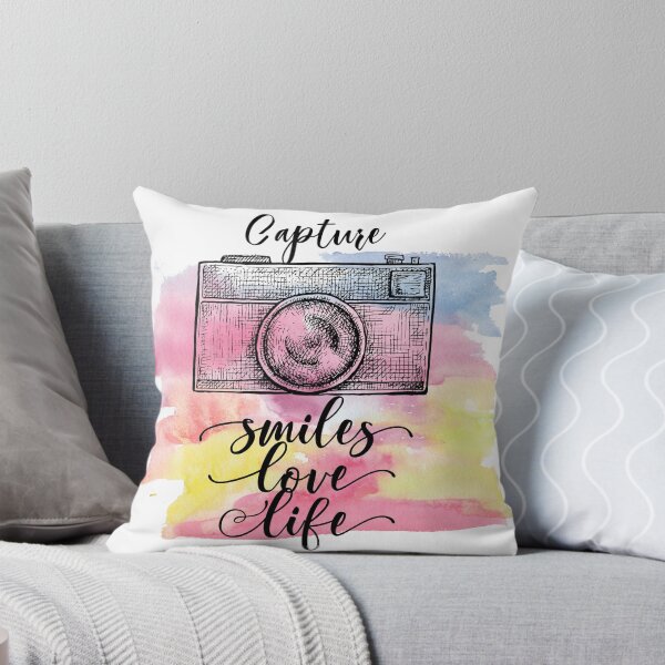 Item preview, Capture Smiles Love Life - Photography quote with a camera drawing designed and sold by DouglasB.
