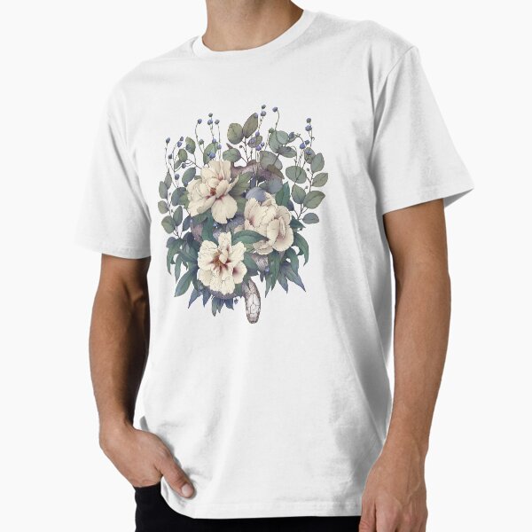 Grey Serpent in Eucalyptus Leaves with Peony Flowers, from Poison Flower series Premium T-Shirt