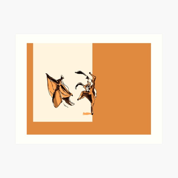 Organic World - Dance of The Banana Princess & Prince (Orange) Art Print