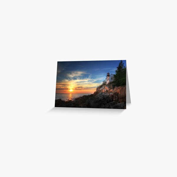 Sunset Glow - Bass Harbor Greeting Card