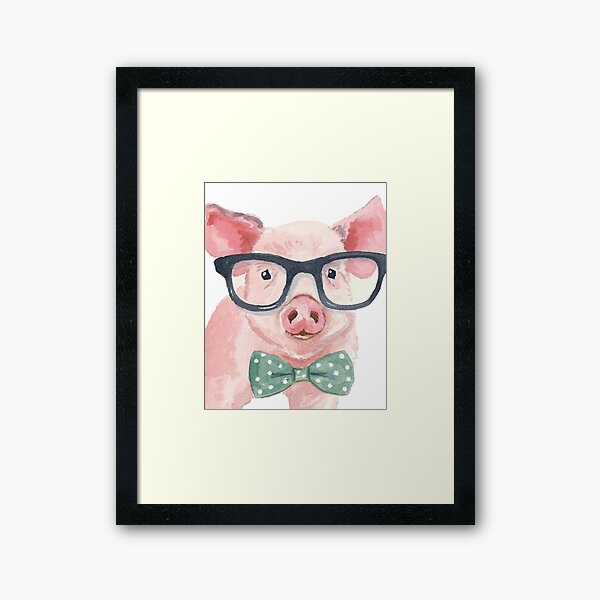 Aperçu de l'œuvre Mignon, Drôle, Imprimé, Cochon, Porcelet, Peinture, Lunettes créée et vendue par Fiesta1000.