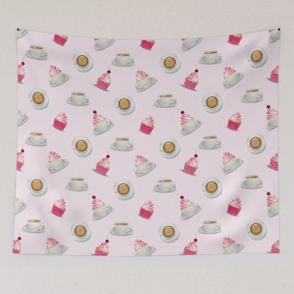 Item preview, Pink girly coffee and cupcake pattern designed and sold by Jelena Slijepcevic.