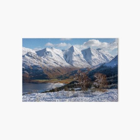 Five Sisters of Kintail, Snow Scene, Mam Ratagan, Scotland Art Board Print