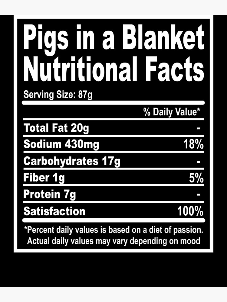 "Pigs In A Blanket Nutrition Facts Thanksgiving" Poster by TopDawgDesigns Redbubble