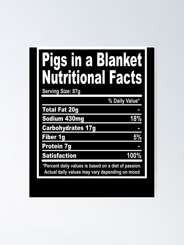"Pigs In A Blanket Nutrition Facts Thanksgiving" Poster by