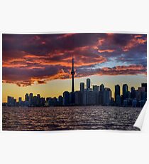 Fire sunset over Toronto Poster
