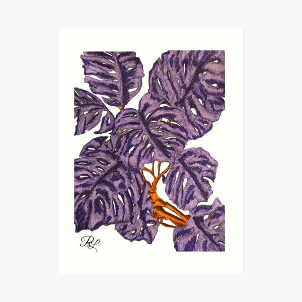 Monstera Purple Plant Art Print