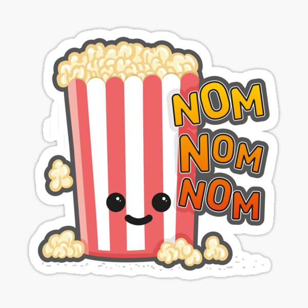 Nom Nom Popcorn Muncher" Sticker for Sale by macmonkeyart | Redbubble