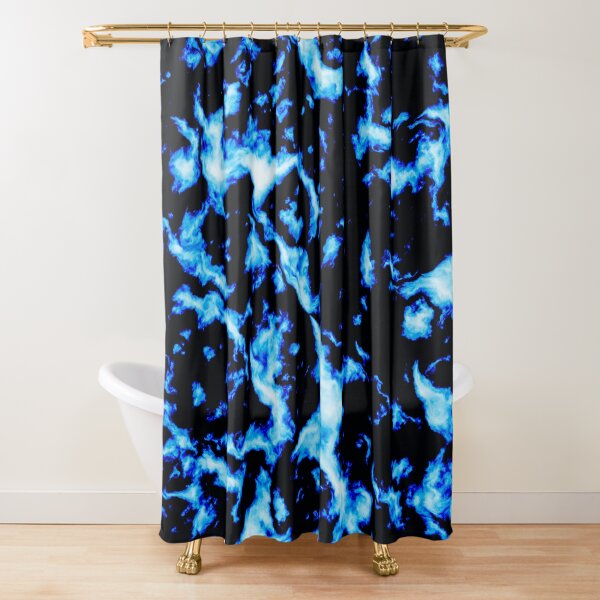 Abstract Grunge Marble - Black and Blue Shower Curtain