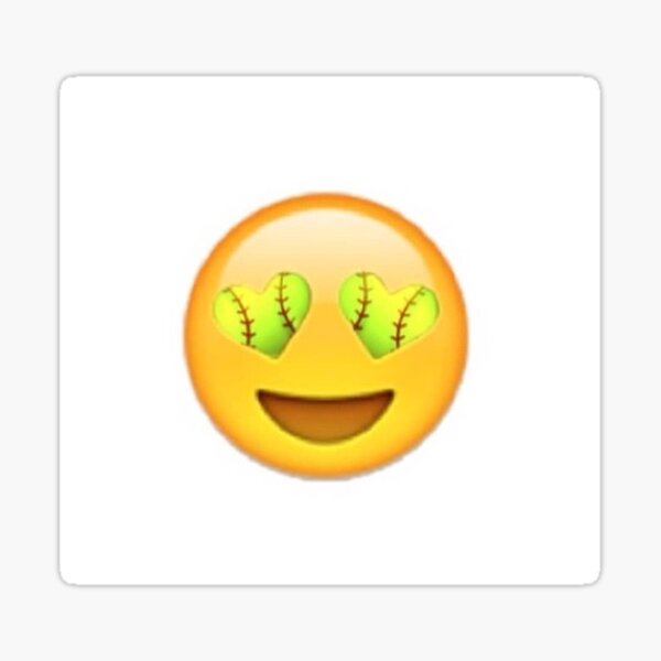 "Softball Heart eye emoji" Sticker for Sale by AllyBrady Redbubble