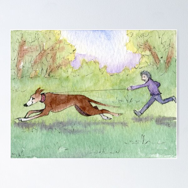 Item preview, She took her human for a run every morning designed and sold by SusanAlisonArt.