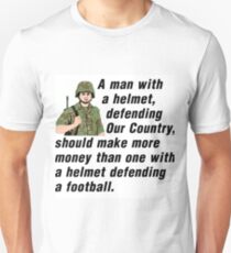 A man, with a helmet, defending our country... Unisex T-Shirt