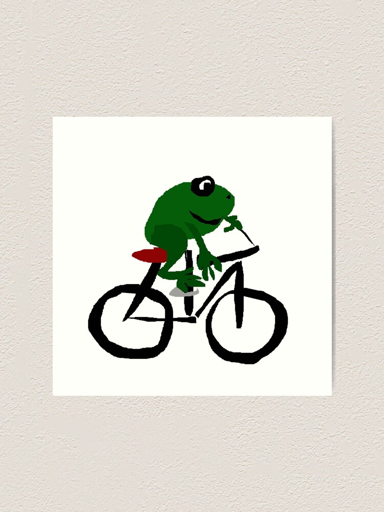 frog riding bicycle