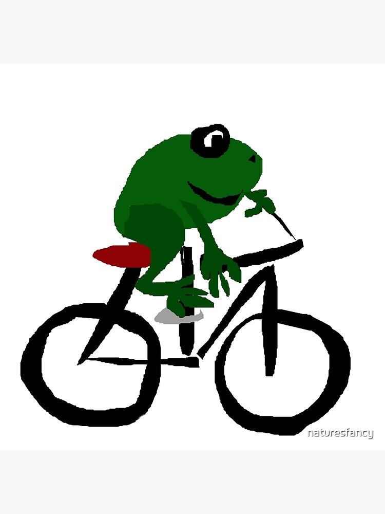 frog riding bicycle