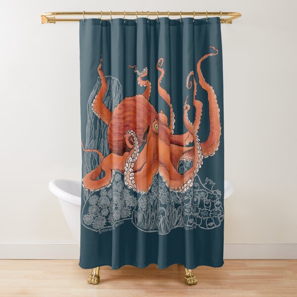 Giant Octopus for dark backgrounds Shower Curtain