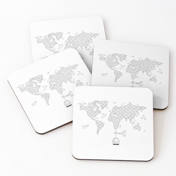 Item preview, World Map (Black Print) designed and sold by Mathildashop.