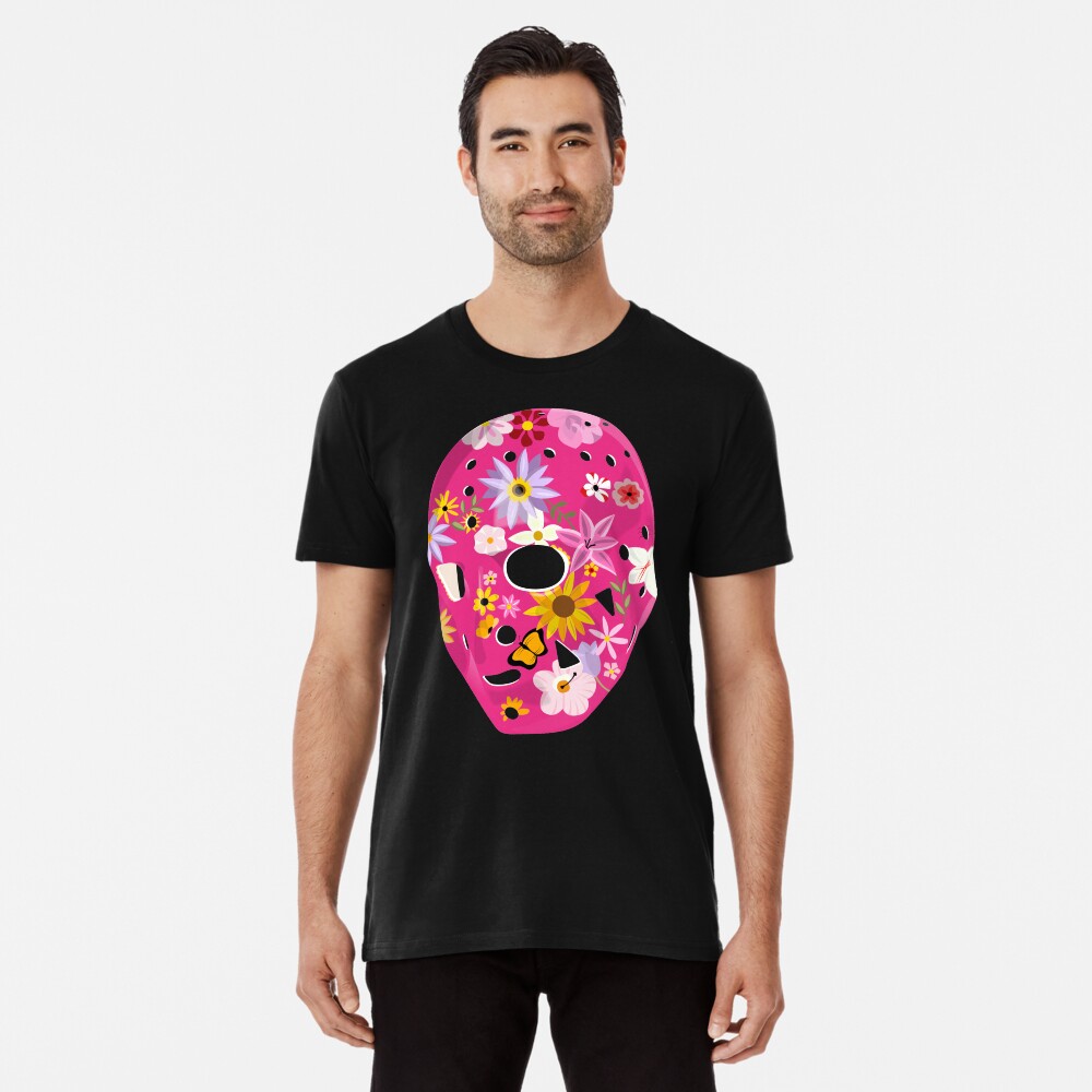 Vintage Goalie Mask - Springtime Flowers Premium T-Shirt