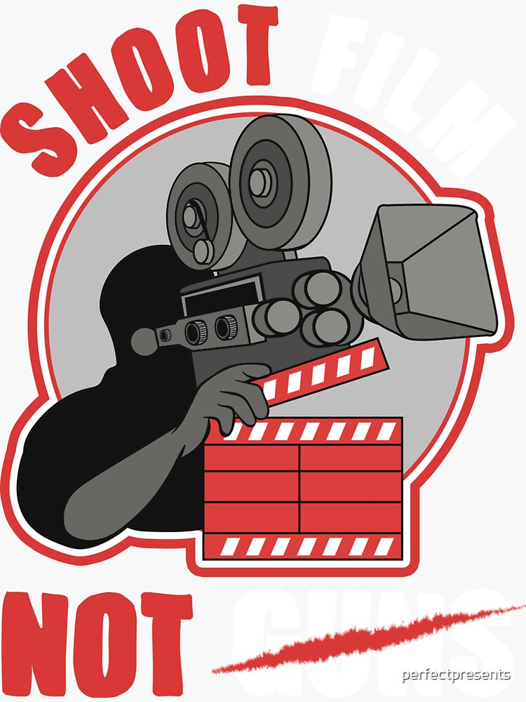 "Shoot Film Not Guns Pacifist Filmmaker Director" Sticker for Sale by
