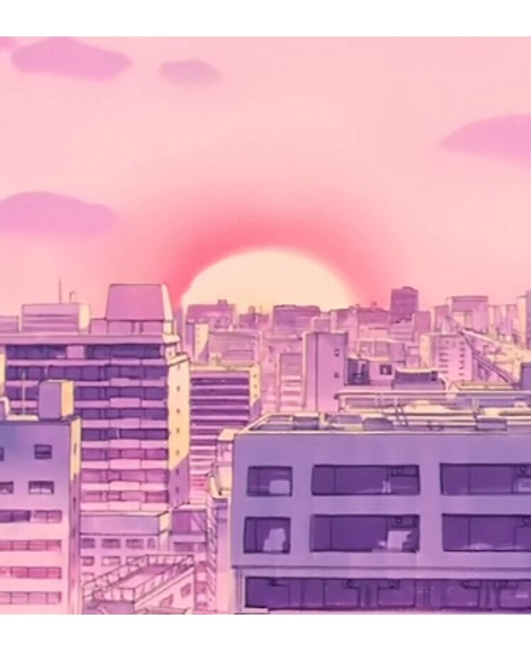 90s Anime Sailor Moon City Pink Sunset Aesthetic Ipad Case Skin