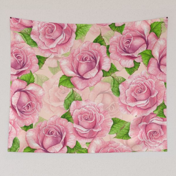 Item preview, Pink watercolor roses pattern designed and sold by Katerina Mitkova Kirilova.