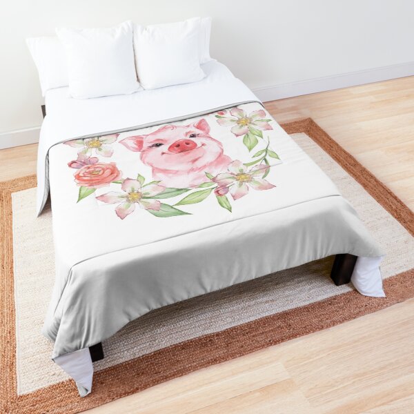 Pig and flowers Comforter