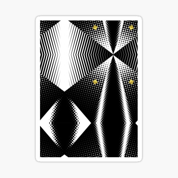 Modern Abstract Geometry | Black White Halftone Gold Square Pattern Sticker