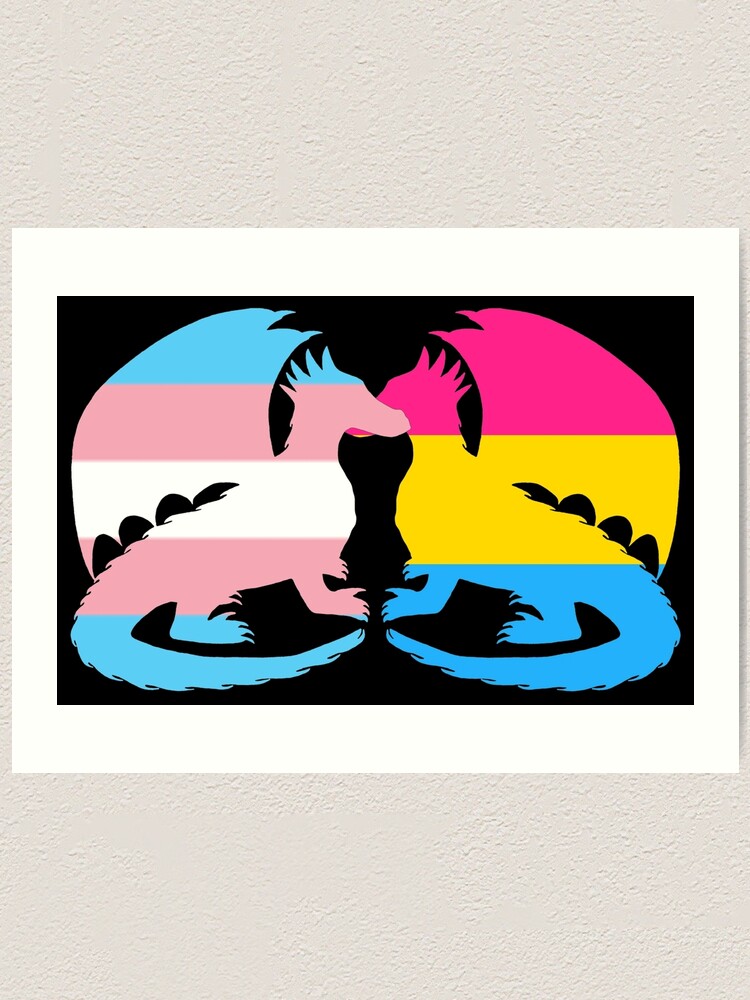 Trans Pansexual Pride Dragons Art Print By Shaneisadragon Redbubble